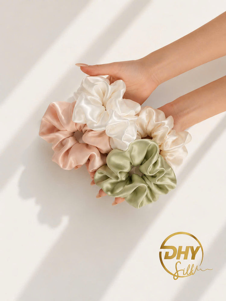 Silky Scrunchies Set (Pack of 3 - Random Color)