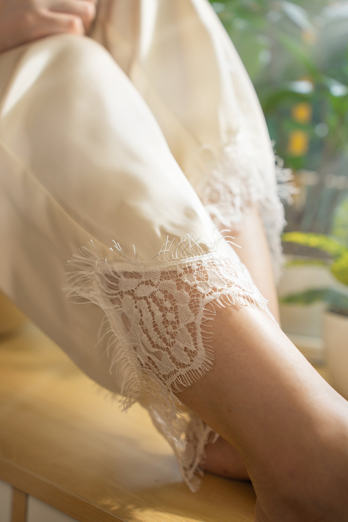 Ivory Lace Cami & Long Pants Set